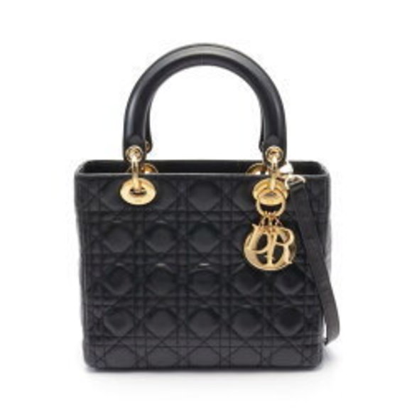 Dior Lady Cannage Handbag Black Leather - Picture 1 of 7